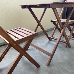 山善 ガーデン ダイニングセット テーブル チェア ウッド 木製の画像