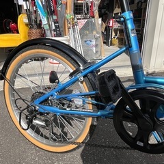 (DB) 20インチ HOOVER 折りたたみ 自転車 防犯登録解除済 LEDオートライト 6段変速 カゴ付き サドルきれい！ 中古品 ①の画像