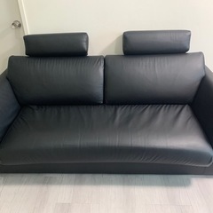 ニトリ　ソファ　合皮　黒　2〜3人掛け　の画像