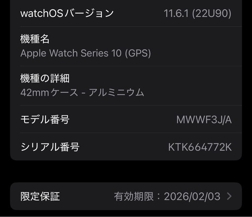 Apple Watch series10 ジェットブラック　アルミニウム　42mm GPS