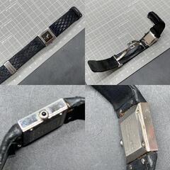 Y218　不動　CHANEL シャネル マトラッセ クオーツ 時計 SS ステンレススチール 黒文字盤 レザーベルト レディース　※ベルト金具不良の画像