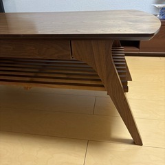 アイリスプラザ 引き出し付きリビングテーブル ブラウンの画像