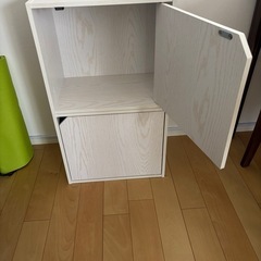 【2個セット】扉付きカラーボックス/キューブBOXの画像