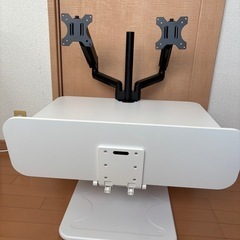 昇降式PCデスク＆モニターアーム デュアルの画像