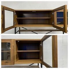 ウニコ スウェラ キッチンボード 幅1200 インダストリアル アカシア材 アイアン 食器棚 ダイニング レンジ台 中古家具 店頭引取歓迎 R9937の画像
