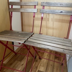 IKEA 木製チェア　TARNO アイアン　折りたたみ　2脚セットの画像