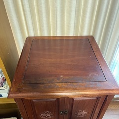 木製キャビネット アンティーク調 収納家具 上下分割式 57.5×56×56cm 棚 収納 収納家具 什器 アジアン家具 中華風　の画像