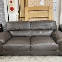 【愛品館 江戸川店 】3P半革ワイドソファ NITORI（ニトリ）の画像