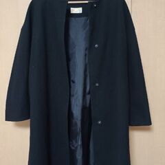 nano universe ノーカラー ロングコート 黒の画像