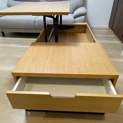 【引取り限定】ニトリの昇降センターテーブル(Nヒバリ 120 LBR)の画像