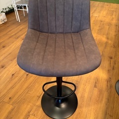 【高級感✨美品】Youhauchair カウンターチェア 2脚セット／昇降・回転・背もたれ付き／ブラウンPUレザーの画像