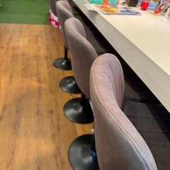 【高級感✨美品】Youhauchair カウンターチェア 2脚セット／昇降・回転・背もたれ付き／ブラウンPUレザーの画像