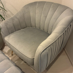 【お値段交渉可能です！】Altrobene 1人掛け ソファー オットマン付き ベルベット ソファの画像