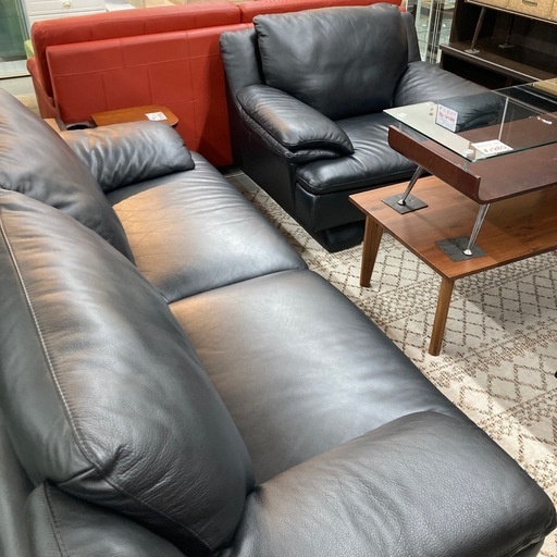 Italsofa イタルソファ　本革製3pソファー&1pソファー2点セット