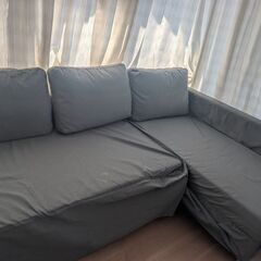 [譲ります］IKEA FRIHETEN ソファーベッド収納付き＋専用カバーの画像