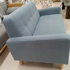 リユースのサカイ栃木店★ジモティ割あり★  ソファー3人用 ライトブルー W120×D67×H70 クリーニング済み TC10338の画像