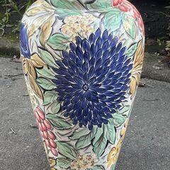 【リサイクルショップどりーむ天保山店】No.4040 壺 インテリア 花瓶 陶器 特大 花柄の画像