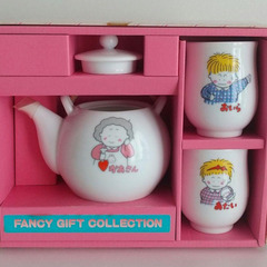 ファンシー80s　お茶セット　急須&湯呑2客セット　ヴィンテージ　昭和レトロの画像