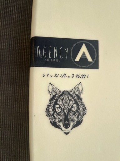 AGENCY サーフボード　リーシュ、フィン、ボードカバー付き