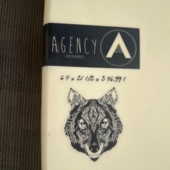 AGENCY サーフボード　リーシュ、フィン、ボードカバー付きの画像