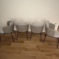 【新品・未使用！】ダイニングチェア、リビングチェア、ひじ掛けチェア、４脚セット、東谷F7-118LGYの画像
