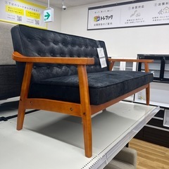木肘ヴィンテージソファ コスパクリエーション 2人掛け ファブリック 未使用品 ベドフォー のご紹介です！の画像