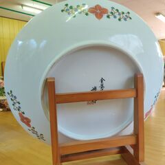 金龍窯 博山作 特大 3尺 染錦美人絵大皿 定価350万円の画像