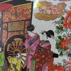 金龍窯 博山作 特大 3尺 染錦美人絵大皿 定価350万円の画像