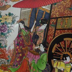 金龍窯 博山作 特大 3尺 染錦美人絵大皿 定価350万円の画像