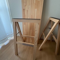 ウッドスタンド2脚と天板　木製ソーホース作業台の画像