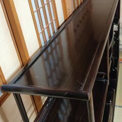 黒檀 飾棚 175cm×105cm 6尺 和風 サイドボード 飾り棚の画像