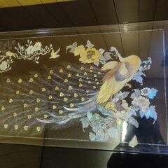 未使用 螺鈿細工 約180cm×90 孔雀 座卓 机 ローテーブルの画像