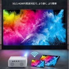 【新品】プロジェクター 64 小型 1080P 5K 9500lm高輝度 スクリーン付の画像