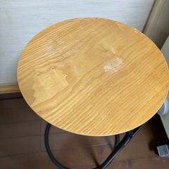 丸型サイドテーブル／木天板+アイアンの画像