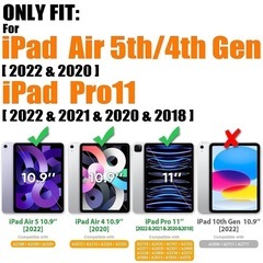 【新品未使用】① iPad Air11ケース2024/2025 ipad pro11ケースipad Air4/Air5ケース (第5/4/3/2/1世代) 2024/ 2022/ 2020/2018 モデル 保護フィルム付き ペン収納 360°回転スタンド ハンドストラップ ショルダーストラップ 耐衝撃 全面保護カバー 多機能 iPad 10.9 インチ タブレットPCケース (ブラック)の画像
