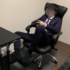 ゲーミングチェア リクライニング オットマン PUレザー ブラックの画像