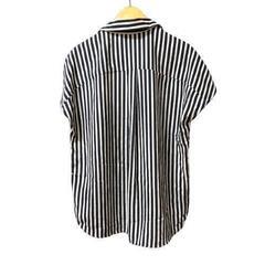 【H&M】ネイビー×ホワイト　ストライプ 半袖シャツの画像