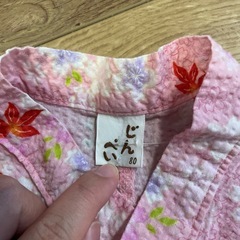 ピンクの甚平 80 花柄 金魚プリントの画像