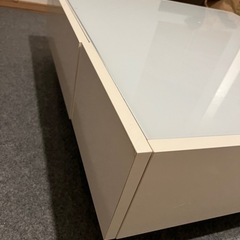 ローテーブル　引き出し付き　強化ガラスの画像