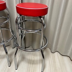 バーカウンターチェア　赤色　2脚の画像