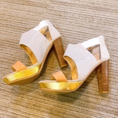 定価 約2万円 abel コンビ サンダル ヒール10cmの画像