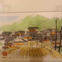 額入り絵画　（中国　麗江古城）美品の画像