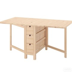 IKEA 木製ダイニングテーブル 伸長式折りたたみノールデン バタフライの画像