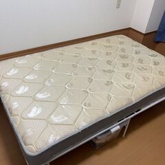セミダブル ポケットコイルマットレス+スチールベッドフレームセット※引き取りのみの画像