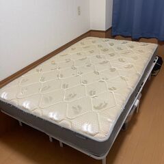 セミダブル ポケットコイルマットレス+スチールベッドフレームセット※引き取りのみの画像