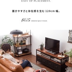 収納付きテレビ台　ビンテージ風　幅120cmx奥行40cmx高さ50cmの画像