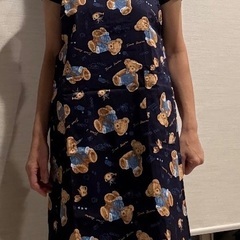 First Bear くま柄エプロン M ネイビー の画像