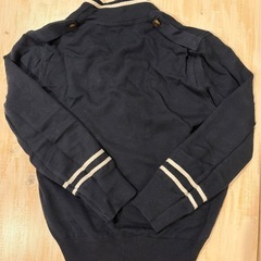 希少品！ZARA ネイビー ニットカーディガン7分袖 ボタン付きの画像