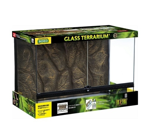 GEX　EXOTERRA グラステラリウム9060 PT2614 両開きフロントドア 爬虫類飼育ケージ W91.5×D46.5×H62.5cm ブラック
