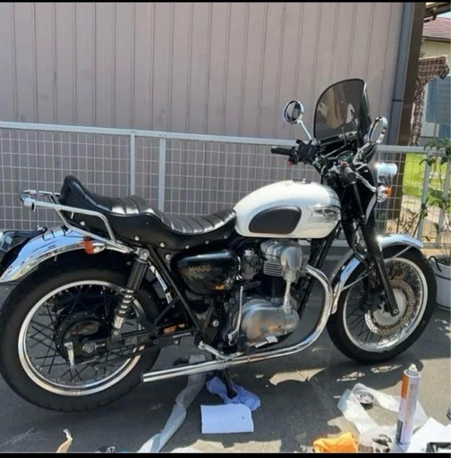 w650マフラー　モーターロック　w650 オールドスタイル手曲げマフラー　Tyep1 クローム